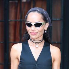 zoe kravitz wears a jumbo oval diamond necklace in new york city
