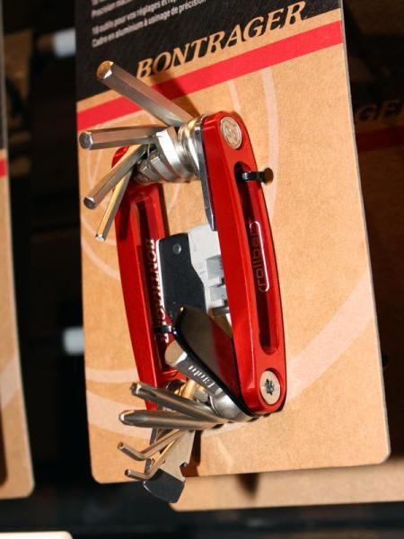 The Bontrager Rollbar 18 mini-tool includes all the usual essentials plus other handy bits like a disc brake pad spreader, chain link storage pocket and built-in tire lever.