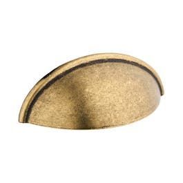 Shell Cup Cabinet Pull Handle - Antique Brass - 64mm - Elite Knobs & Handles