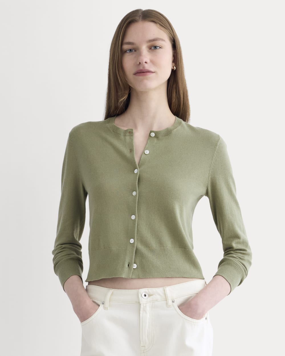 The Cropped Cardigan in Cotton Cashmere | Sagebrush - Xxs