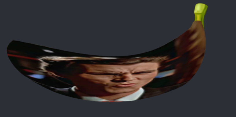 An image of the protagonist of American Psycho, superimposed onto a banana.