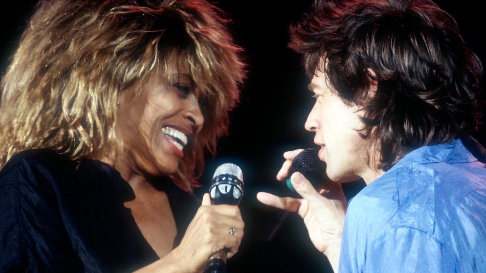 Tina Turner and Mick Jagger at Live Aid