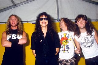 Metallica, pictured backstage at Castle Donington in Donington, England, in 1987