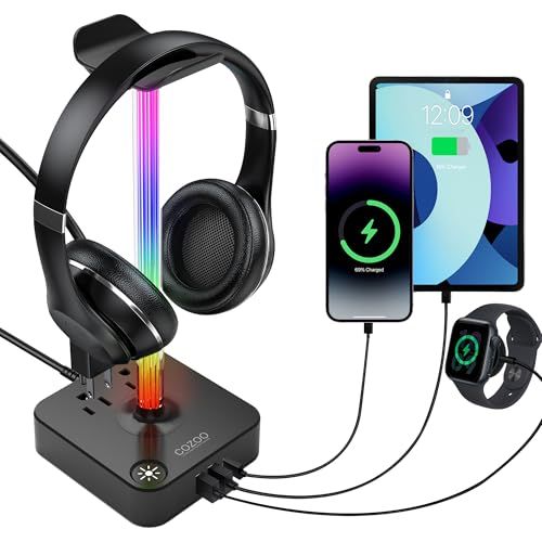 Headphone Stand With USB Chargers