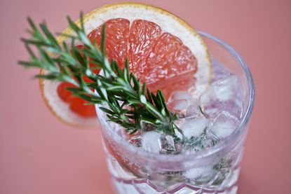gin and tonic with grapefruit and rosemary sprig