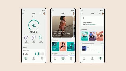 Screenshots of the redesigned Fitbit App 2023