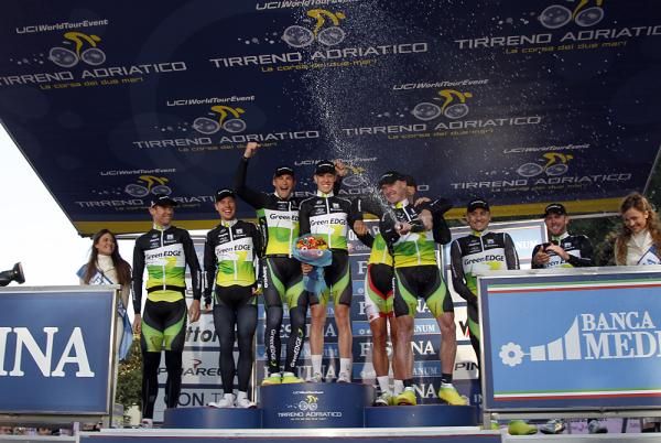 GreenEdge stands on the podium at Tirreno-Adriatico