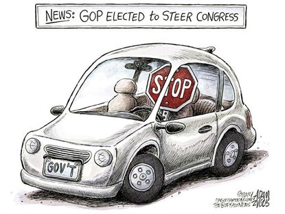 Political cartoon GOP Congress steering