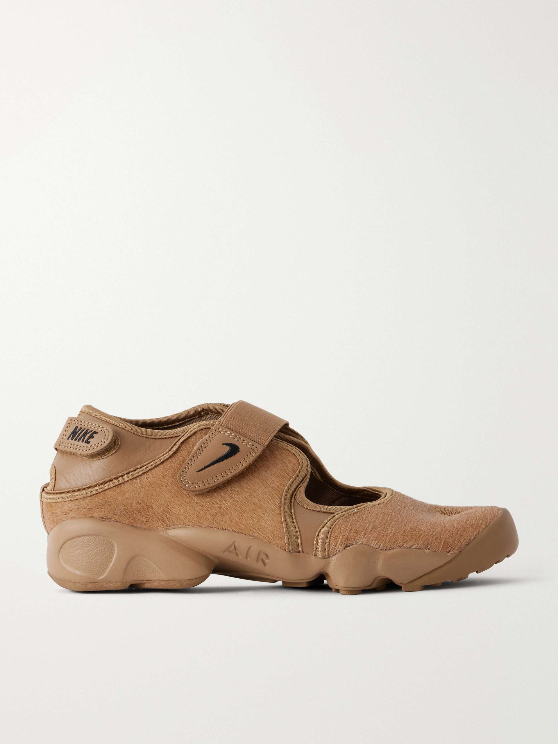 Air Rift Rubber-Trimmed Calf Hair Split-Toe Sneakers