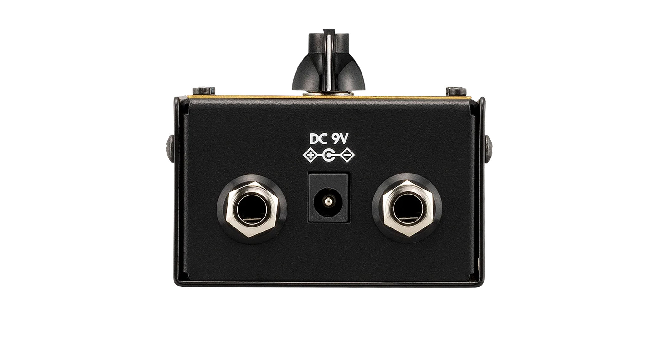 The Vox VTB-1 Treble Booster is a Rangemaster-inspired pedal that features a single chicken-head dial and a Fat switch, and has gold text on a black paint job.