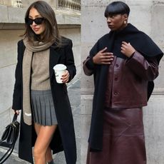 best cashmere scarves shown in a collage of french women's winter outfits with scarf