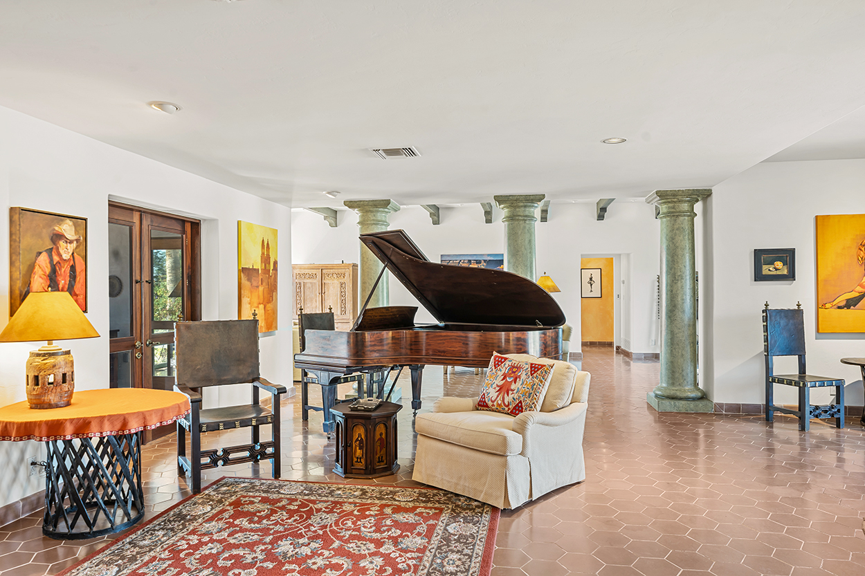 Living room with piano