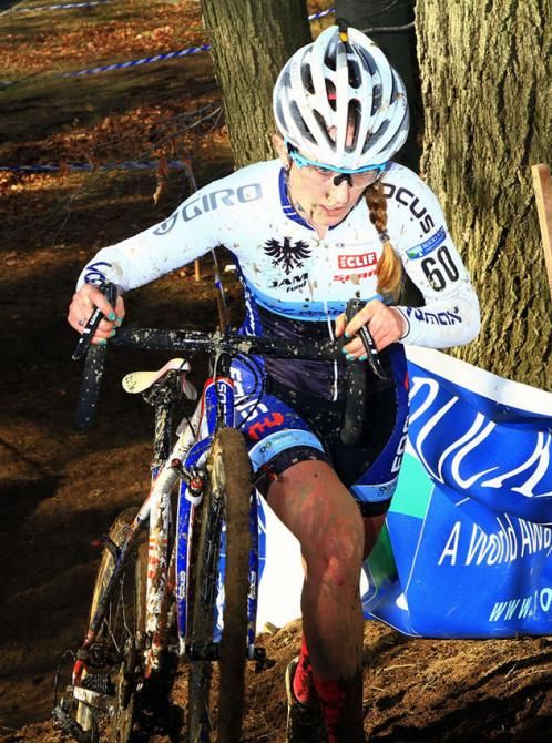 Ellen Noble (Jam Fund/NCC) takes the run up with ease and is the first to top.