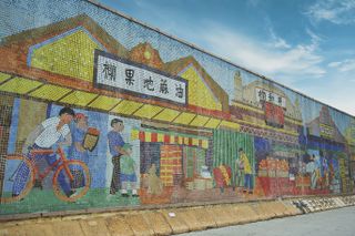 Fruit Market Mural in Hong Kong