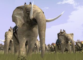 A unit of elephants standing on a field in Rome: Total War