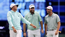 Ludvig Aberg, Shane Lowry and Wyndham Clark during TGL