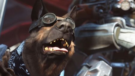 Fallout 4 dog Dogmeat with mouth open