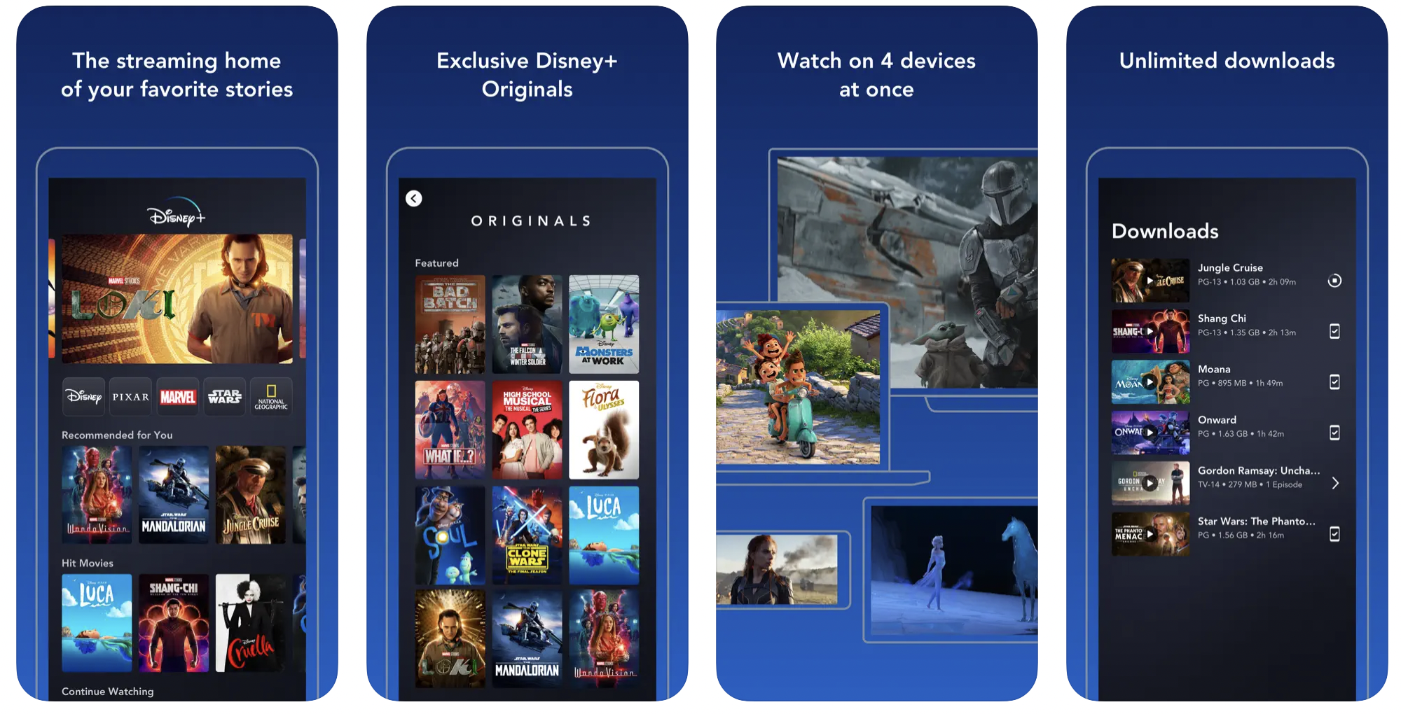 Disney Plus app screens