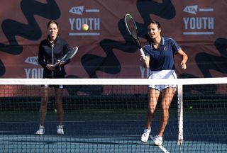 Kate Middleton playing tennis with Emma Raducanu