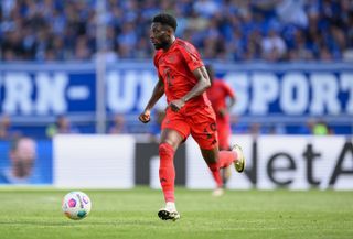 Alphonso Davies in action for Bayern Munich against Hoffenheim in May 2024.