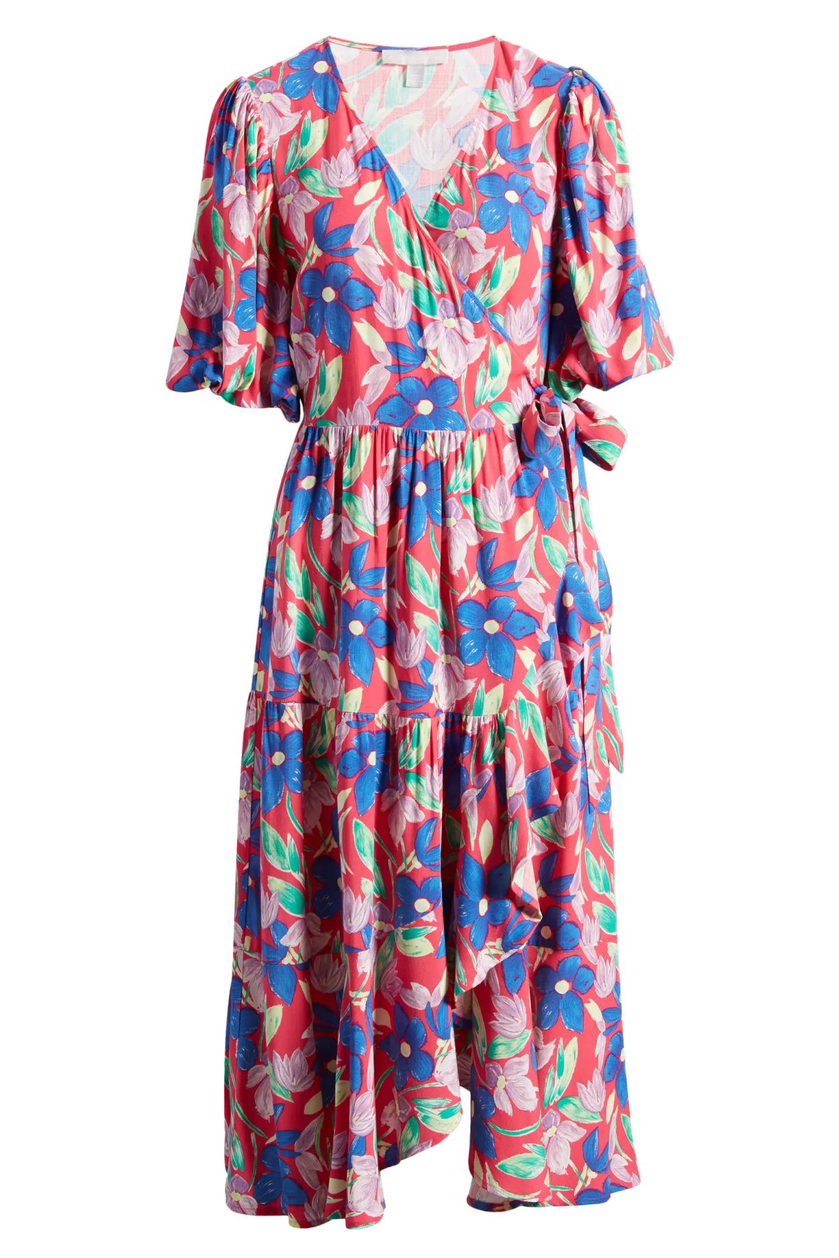 Chelsea28 Floral Print Puff Sleeve Wrap Dress