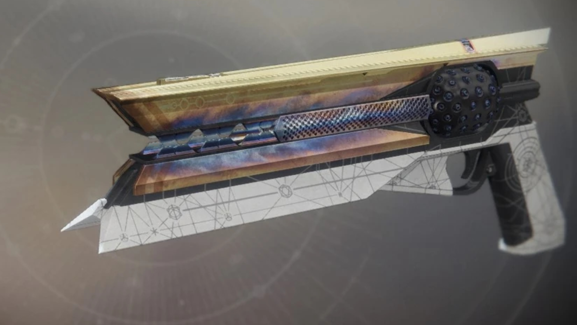 Destiny new catalysts: A side-on view of the Sunshot Exotic weapon.