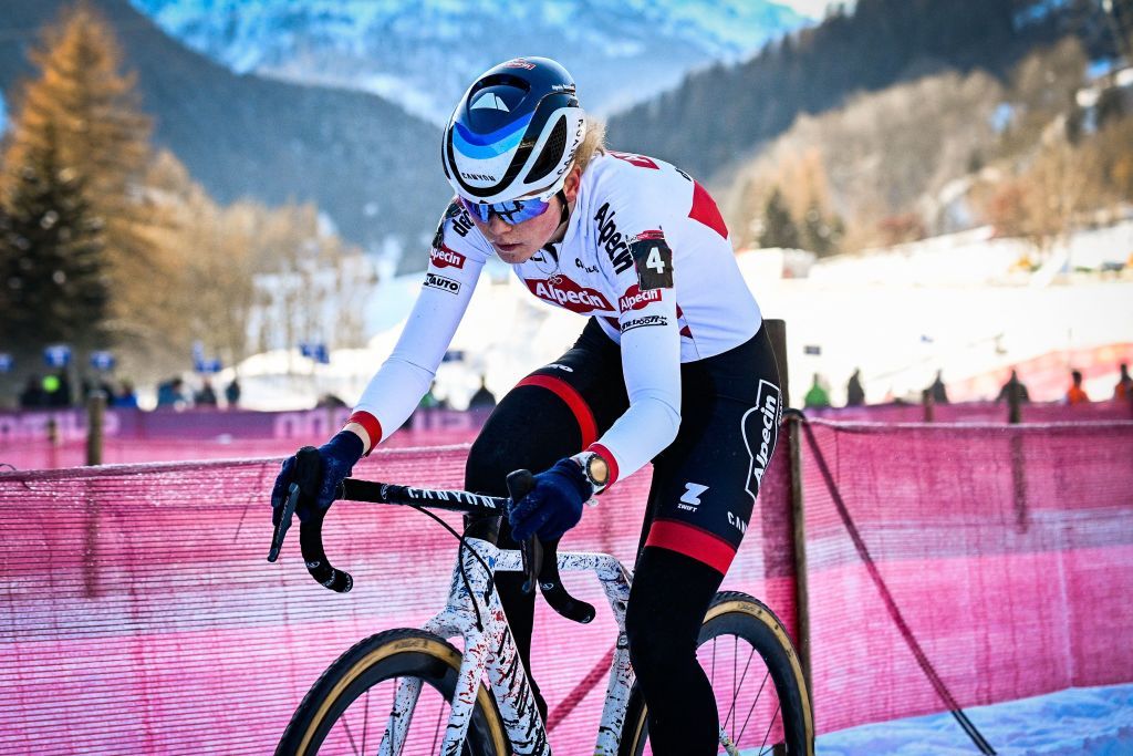Dutch Puck Pieterse pictured in action during the womens elite race of the Cyclocross World Cup race in Val di Sole Italy Saturday 17 December 2022 stage ten out of 14 in the World Cup of the 20212022 seasonBELGA PHOTO JASPER JACOBS Photo by JASPER JACOBS BELGA MAG Belga via AFP Photo by JASPER JACOBSBELGA MAGAFP via Getty Images