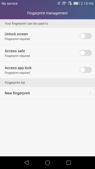 Honor 5X fingerprint settings