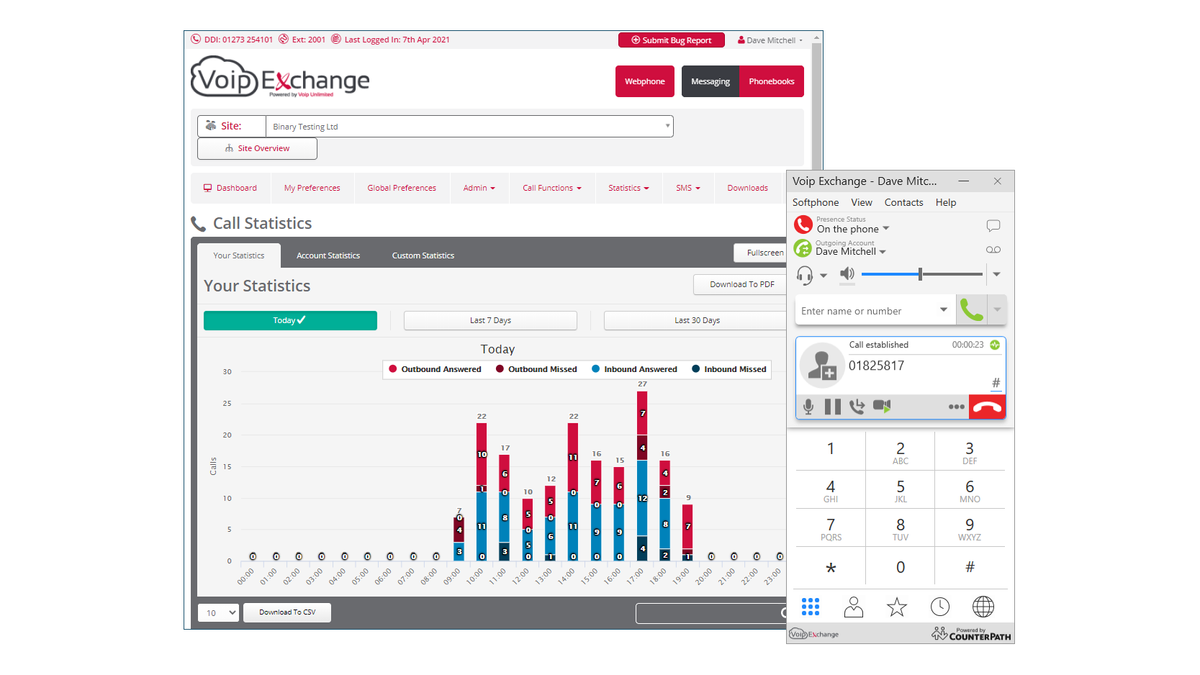 A screenshot of Voip Unlimited Voip Exchange 2021 