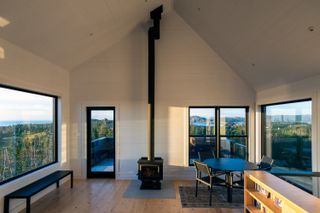 The open plan living space at the Halfway Hill House in Newfoundland