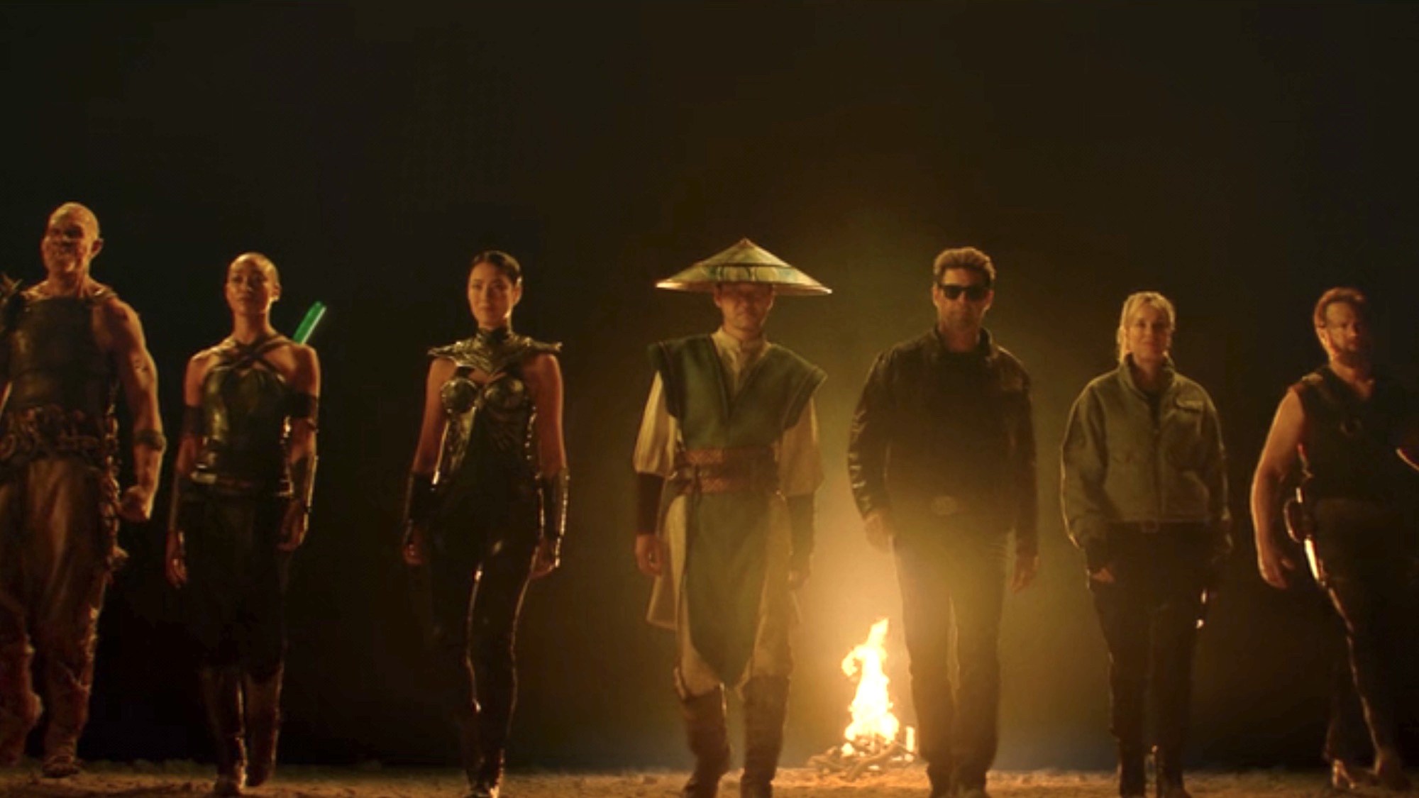 The fighters in a straight line at the end of MK II.