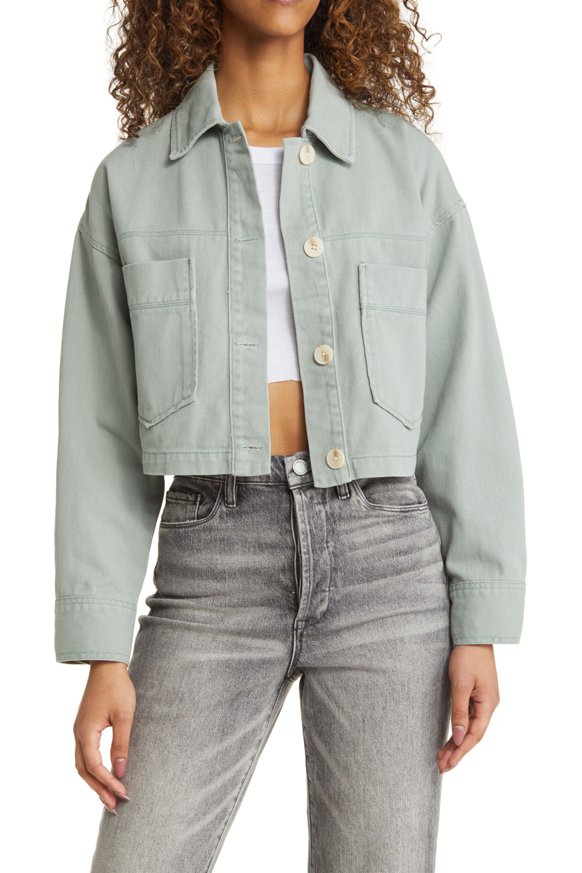 BLANKNYC Cotton Twill Crop Jacket
