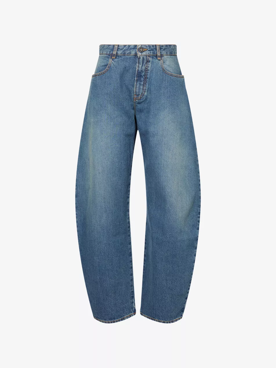 Barrel-Leg Round Denim Jeans