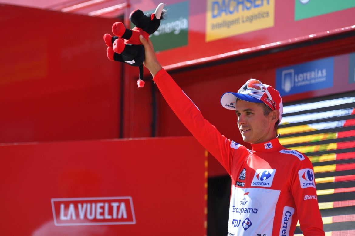 Rudy Molard (Groupama-FDJ) on the podium in Pozo Alcon.