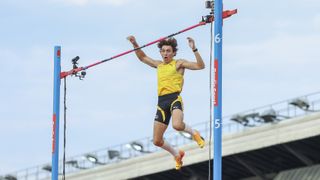 Armand Duplantis of Team Sweden jumps 6.28 to set a new World Record in the Men's Pole Vault Final during the BAUHAUS-galan, part of the 2025 Diamond League at Olympic Stadium on June 15, 2025 in Stockholm, Sweden.