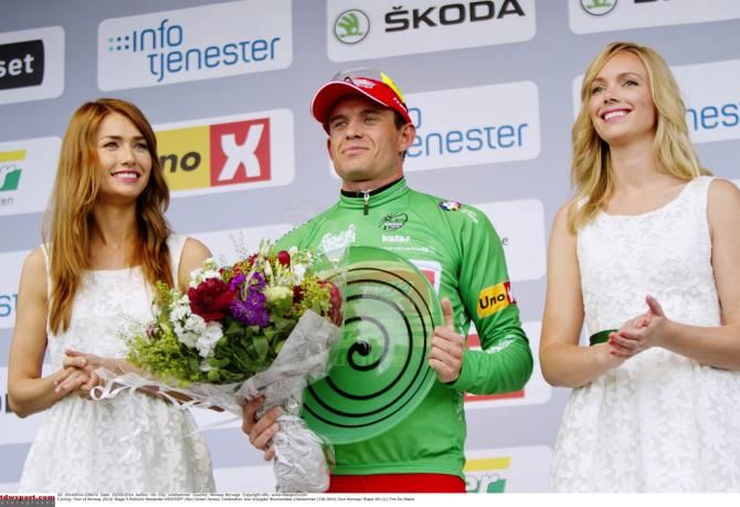 Alexander Kristoff (Katusha) collects the green jersey