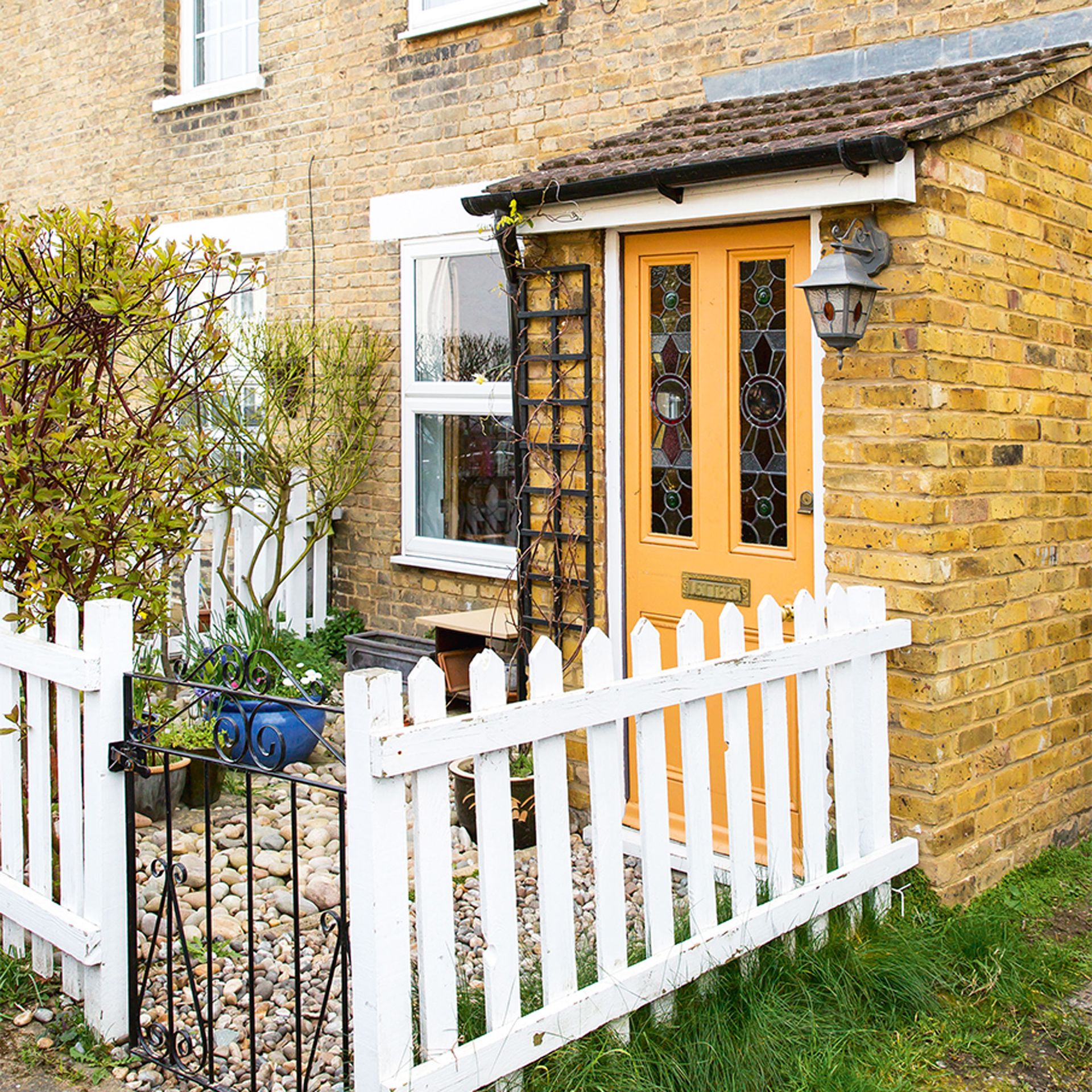 exterior of house with orange door