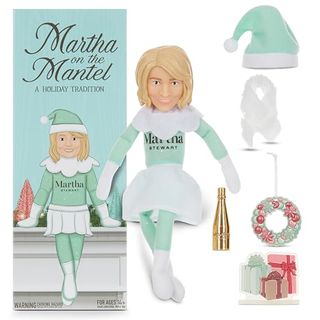 Martha Stewart Martha on a Mantle 2024 Christmas Elf Doll, 12” Small Plush Toys Shelf Décor, for Men & Women