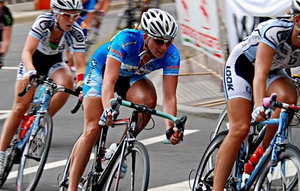 Riders flew though the course's eight turns.