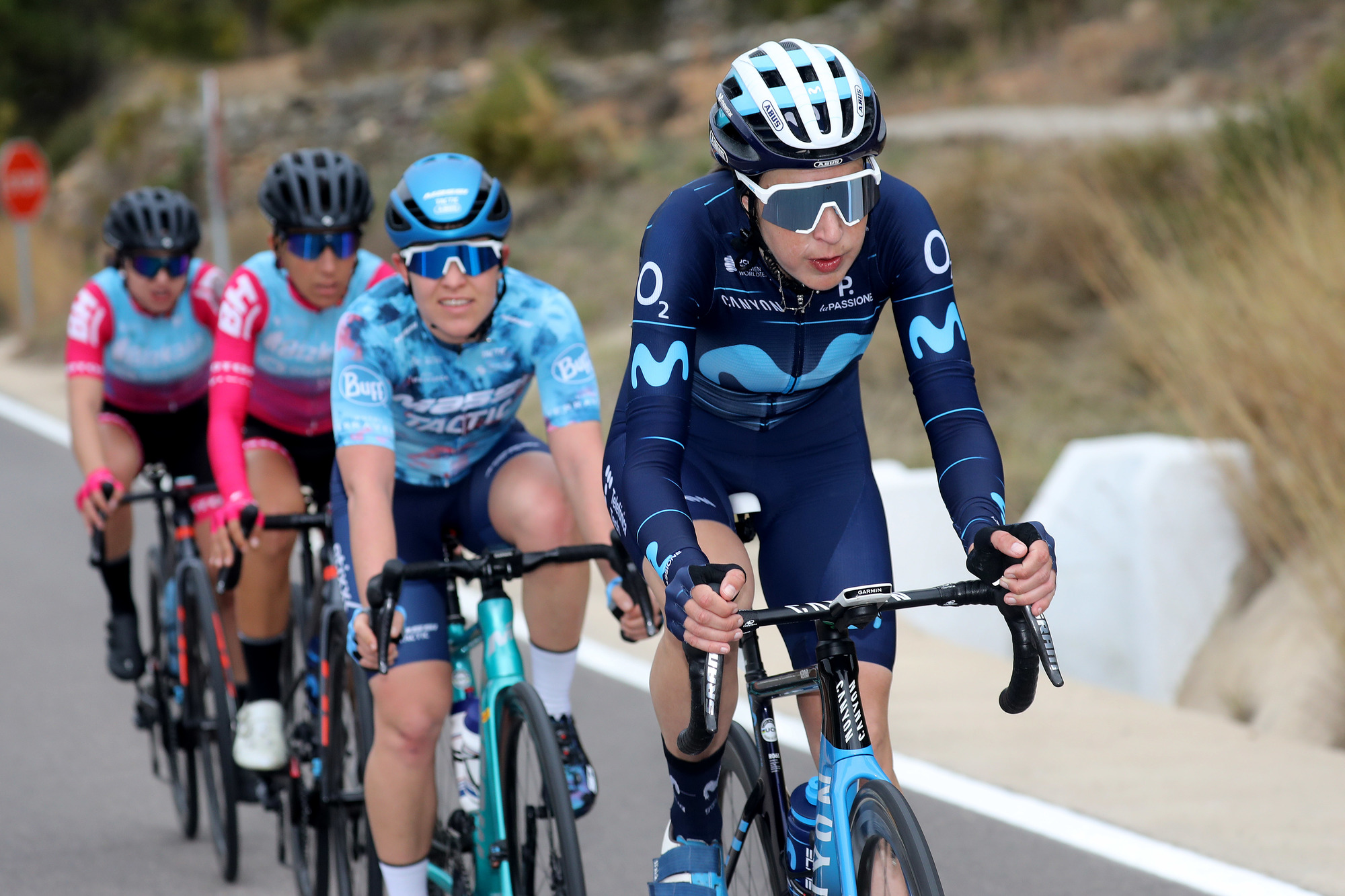 Volta Comunitat Valenciana Femines 2022 6th Edition 3rd stage Vila Real Vistabella del Maestrat 135 km 19022022 Gloria Rodriguez ESP Movistar Team photo GomezSprintCyclingAgency2022