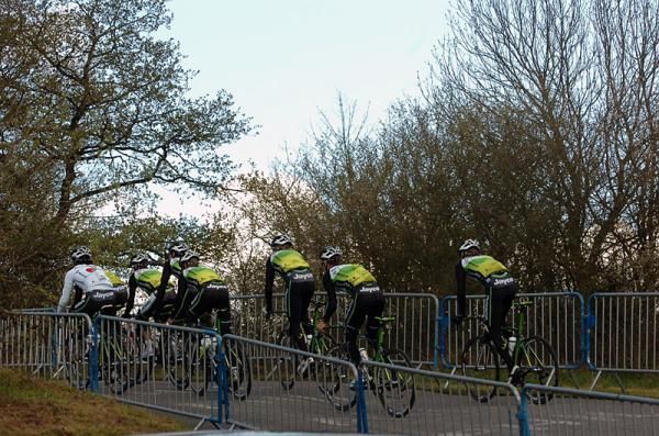 Australia's GreenEdge team ascends La Redoute on a Friday recon ride.
