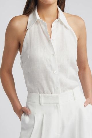 Chiara Halter Neck Linen Button-Up Shirt