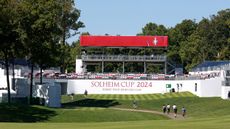 The 1st tee at the 2024 Solheim Cup at Robert Trent Jones Golf Club