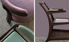 Left: detail of chair. Right: side view of chair