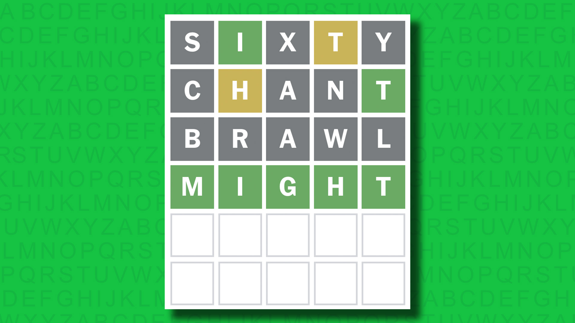 NYT Wordle answer for game 1536 on a green background