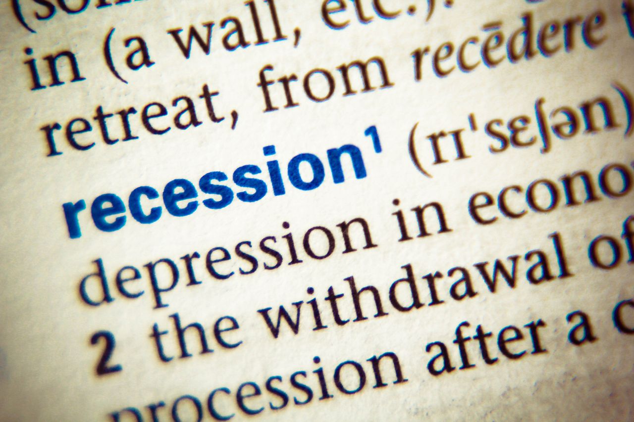 closeup of the word &quot;recession&quot; in a dictionary