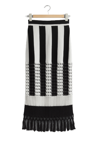 & Other Stories Fringed Knit Midi Skirt (Was $129) 