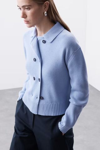 M&S Pure Merino Wool Cropped Knitted Jacket