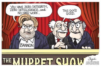 Political Cartoon U.S. Stephen Bannon cynic Muppets