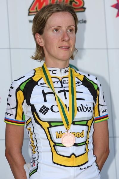 Bronze medallist, Judith Arndt (Team Columbia-HTC) on the podium